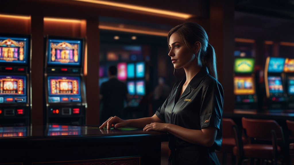 Casino-Kasse mit Auszahlungsbildschirm und leuchtenden Zahlungswegen