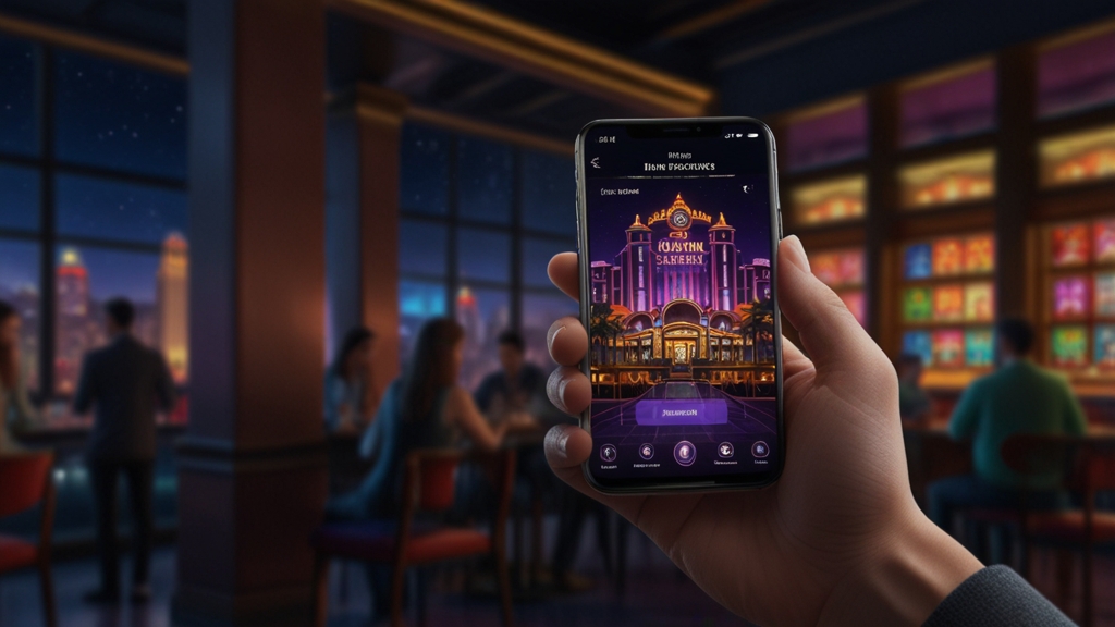 Unterwegs auf dem Smartphone mit der Casino-App in dunkler, urbaner Umgebung